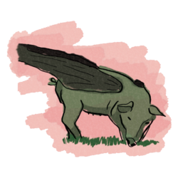 Illustration of Tandin's Grenta, a green pig with wings.